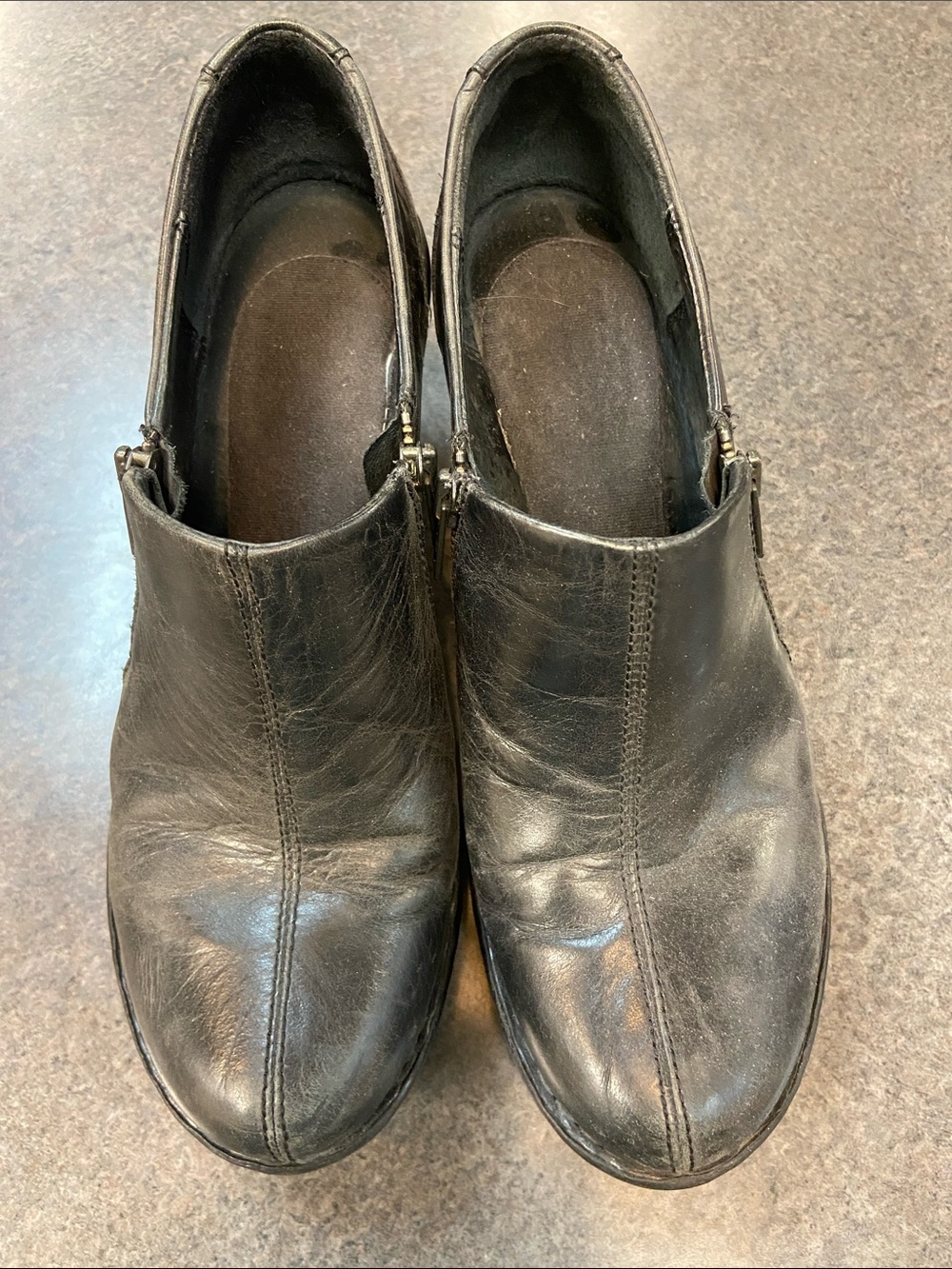 Born Black Leather Zip Platform Clogs - Picture 2 of 5